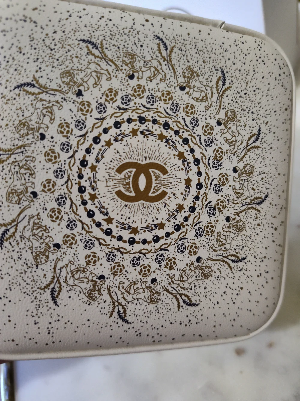 CHANEL Ivory Blue Gold Beauty Celestial Jewelry Travel Case Vanity Organizer NIB